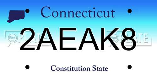 2AEAK8 Connecticut License Plate