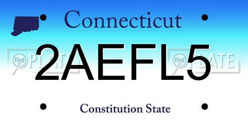 2AEFL5 Connecticut License Plate