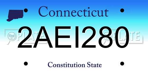2AEI280 Connecticut License Plate