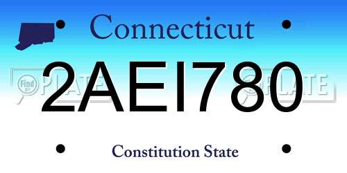 2AEI780 Connecticut License Plate