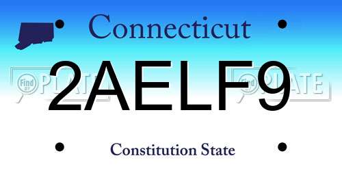 2AELF9 Connecticut License Plate
