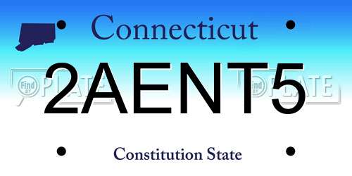 2AENT5 Connecticut License Plate