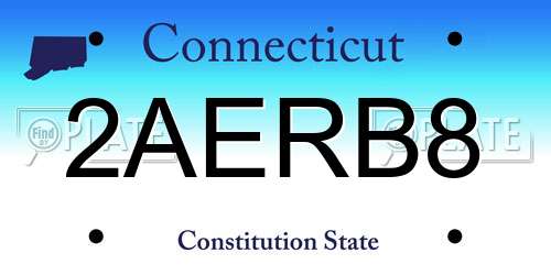 2AERB8 Connecticut License Plate