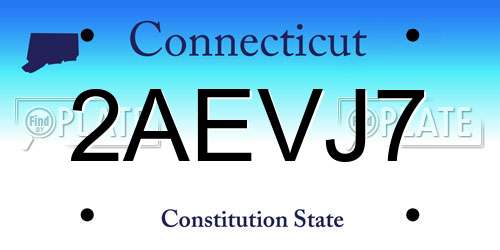 2AEVJ7 Connecticut License Plate