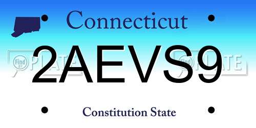 2AEVS9 Connecticut License Plate