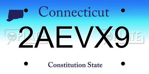 2AEVX9 Connecticut License Plate
