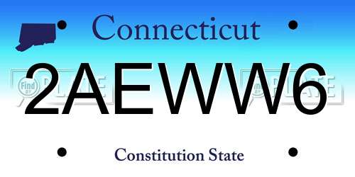 2AEWW6 Connecticut License Plate