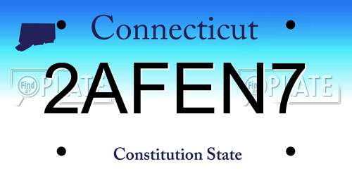2AFEN7 Connecticut License Plate