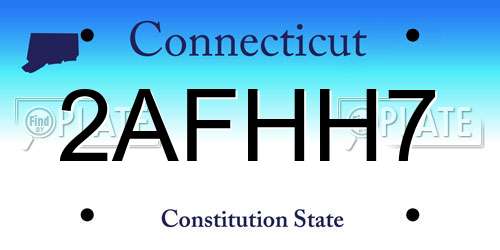 2AFHH7 Connecticut License Plate