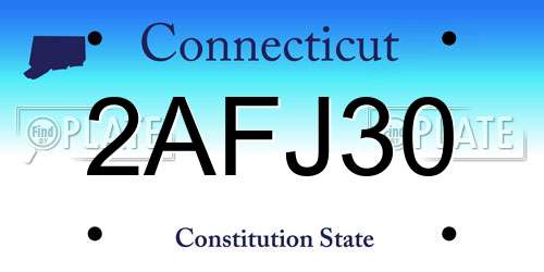 2AFJ30 Connecticut License Plate