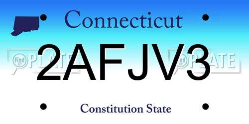 2AFJV3 Connecticut License Plate