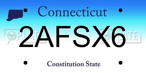 2AFSX6 Connecticut License Plate