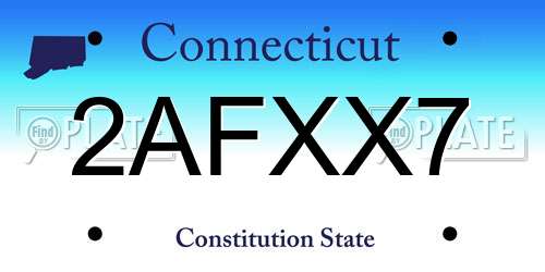2AFXX7 Connecticut License Plate