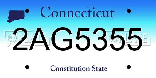 2AG5355 Connecticut License Plate