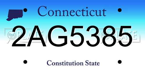 2AG5385 Connecticut License Plate