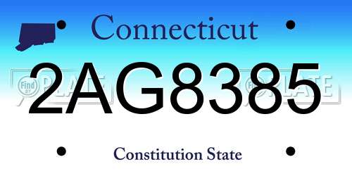 2AG8385 Connecticut License Plate