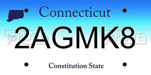 2AGMK8 Connecticut License Plate