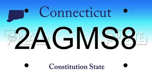 2AGMS8 Connecticut License Plate