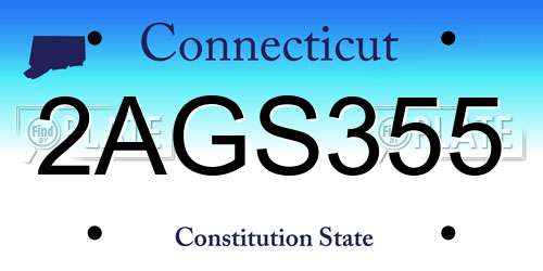 2AGS355 Connecticut License Plate