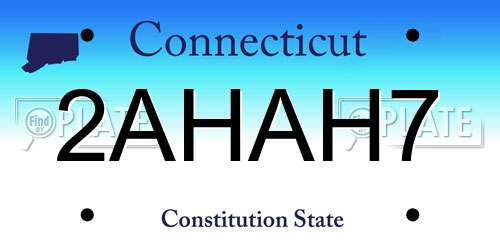 2AHAH7 Connecticut License Plate