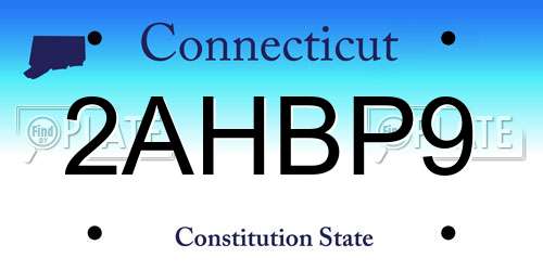 2AHBP9 Connecticut License Plate