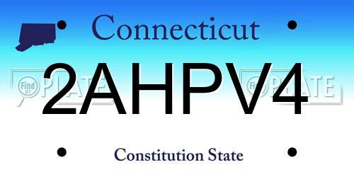 2AHPV4 Connecticut License Plate