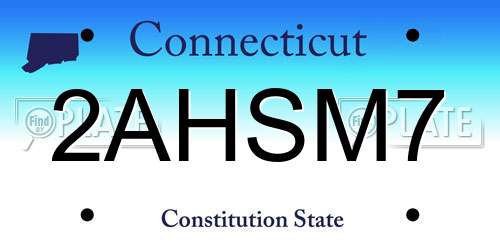 2AHSM7 Connecticut License Plate