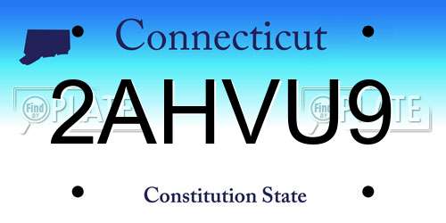 2AHVU9 Connecticut License Plate