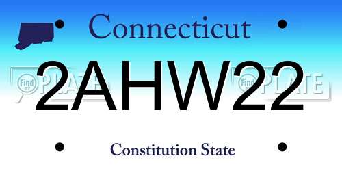 2AHW22 Connecticut License Plate