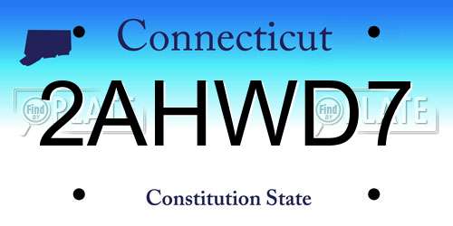 2AHWD7 Connecticut License Plate
