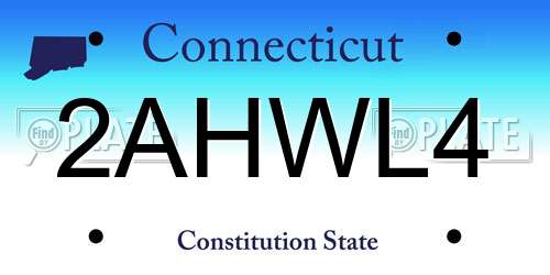 2AHWL4 Connecticut License Plate
