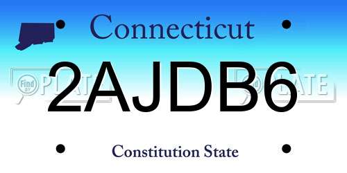 2AJDB6 Connecticut License Plate