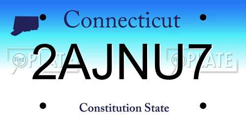 2AJNU7 Connecticut License Plate