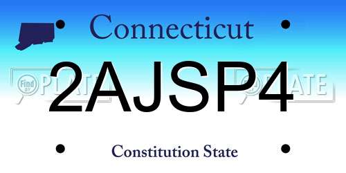 2AJSP4 Connecticut License Plate