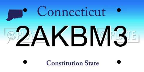 2AKBM3 Connecticut License Plate