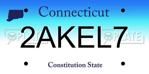 2AKEL7 Connecticut License Plate