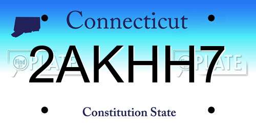 2AKHH7 Connecticut License Plate