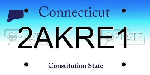 2AKRE1 Connecticut License Plate