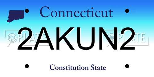 2AKUN2 Connecticut License Plate