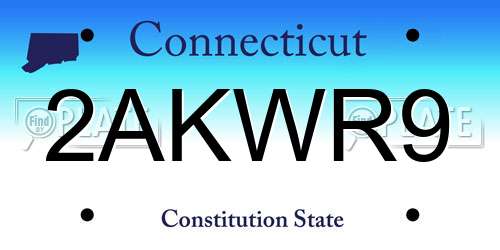 2AKWR9 Connecticut License Plate
