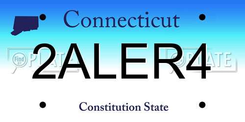 2ALER4 Connecticut License Plate