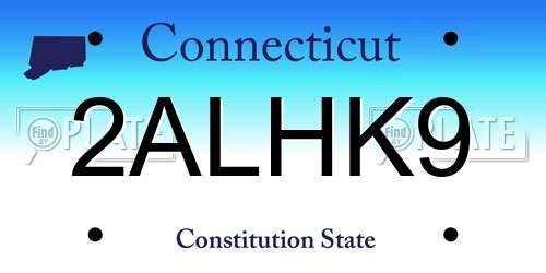 2ALHK9 Connecticut License Plate