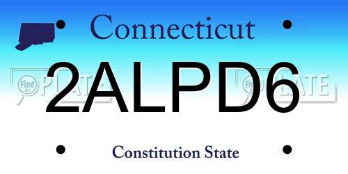 2ALPD6 Connecticut License Plate