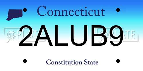 2ALUB9 Connecticut License Plate
