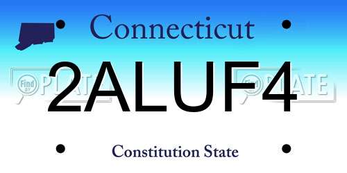 2ALUF4 Connecticut License Plate