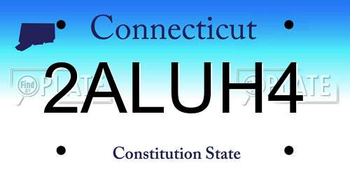 2ALUH4 Connecticut License Plate