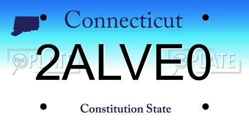 2ALVE0 Connecticut License Plate