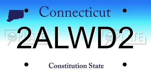 2ALWD2 Connecticut License Plate
