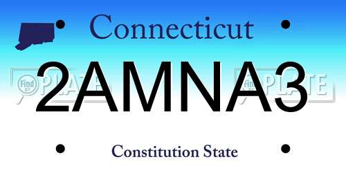 2AMNA3 Connecticut License Plate