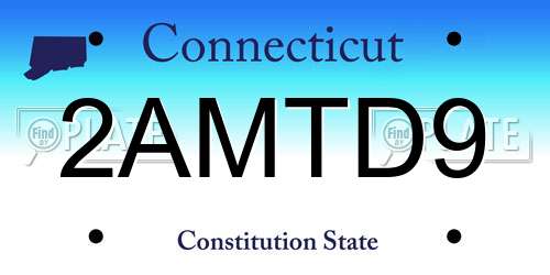 2AMTD9 Connecticut License Plate